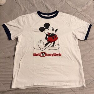 Vintage Walt Disney World Classic Mickey Mouse Ringer T-Shirt White Size Large